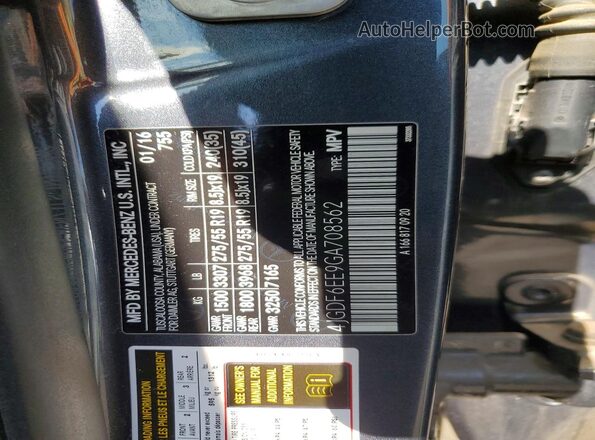 4JGDF6EE9GA708562 2016 MERCEDES-BENZ GL-CLASS Gray Vista de la etiqueta del VIN