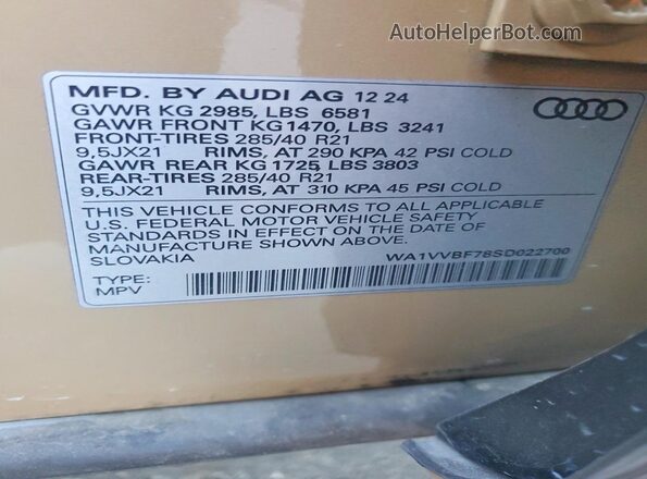 WA1VVBF78SD022700 2025 AUDI Q7 Tan სალონის 360-გრადუსიანი ხედი