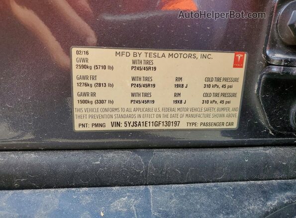 5YJSA1E11GF130197 2016 TESLA MODEL Charcoal სალონის 360-გრადუსიანი ხედი