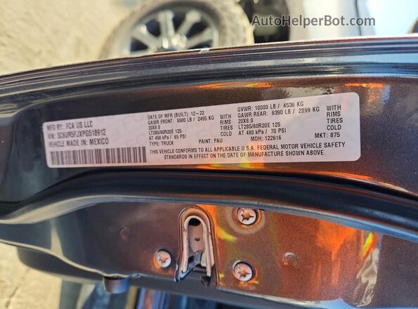 3C6UR5FJXPG518912 2023 RAM 2500 Gray Вид наклейки з VIN-кодом