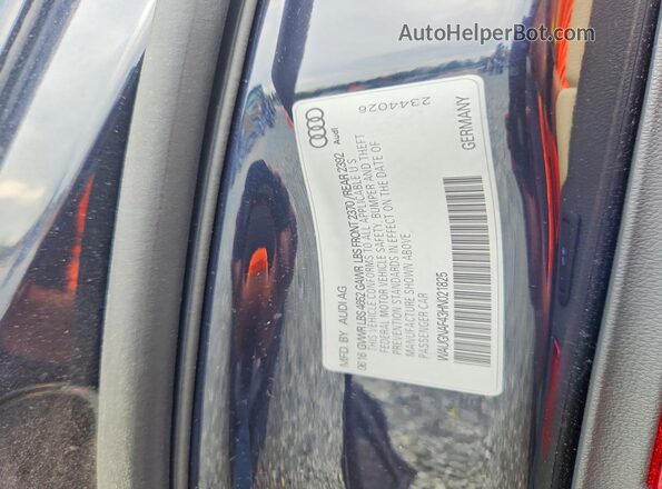 WAUGNAF43HN021825 2017 AUDI A4 Blue VIN կոդի պիտակի տեսք