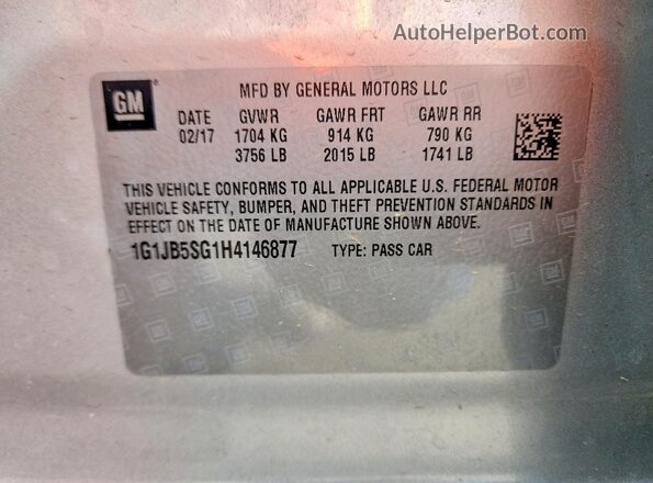 1G1JB5SG1H4146877 2017 CHEVROLET SONIC Silver Vista del compartimento del motor
