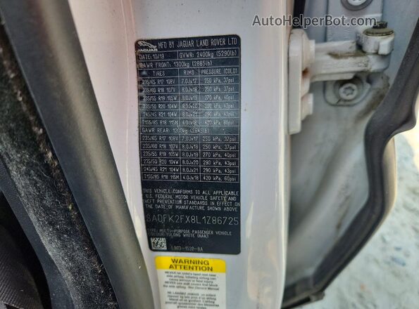 SADFK2FX8L1Z86725 2020 JAGUAR E-PACE Белый Вид подкапотного пространства