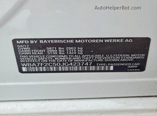 WBA7F2C50JG423747 2018 BMW 7 SERIES White 360 interior view