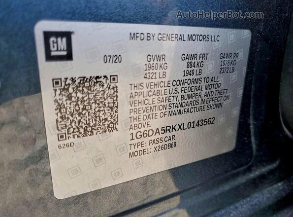 1G6DA5RKXL0143562 2020 CADILLAC CT4 Blue Widok wnętrza 360 stopni
