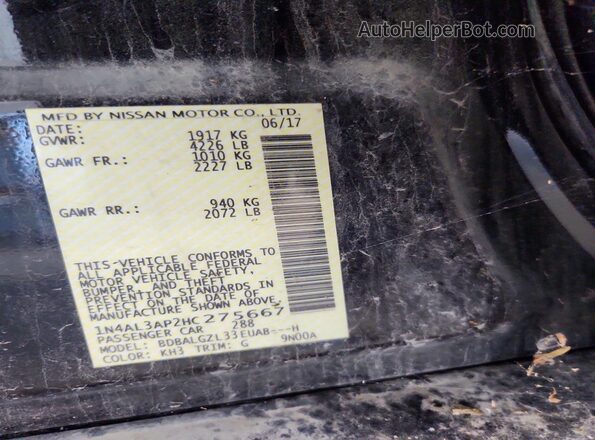 1N4AL3AP2HC275667 2017 NISSAN ALTIMA Black VIN կոդի պիտակի տեսք
