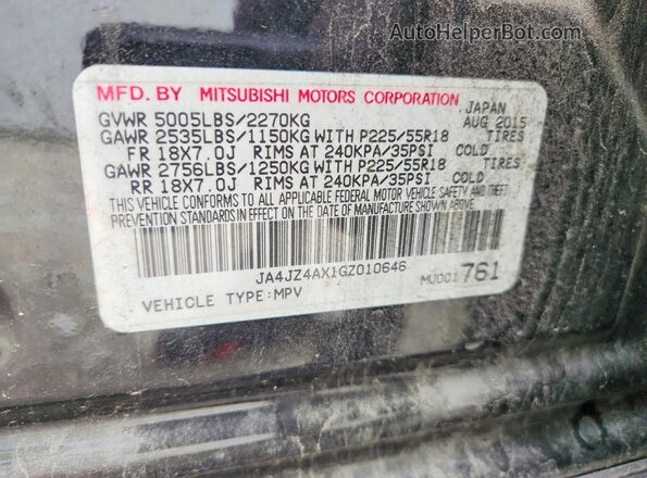 JA4JZ4AX1GZ010646 2016 MITSUBISHI OUTLANDER Black Vista interior de 360 grados