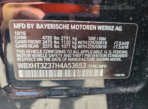 WBXHT3Z37H4A53653 2017 BMW X1 Black Панорамний вид салону 360°