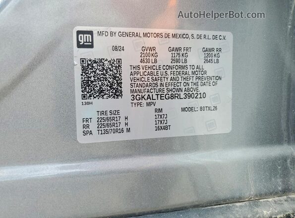 3GKALTEG8RL390210 2024 GMC TERRAIN Silver Панорамний вид салону 360°