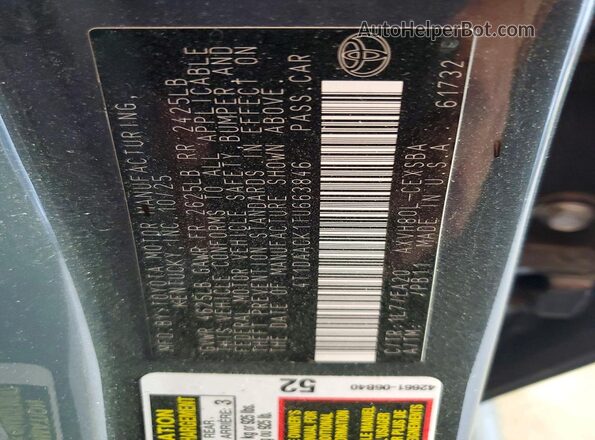 4T1DAACK1TU663846 2026 TOYOTA CAMRY Серый Вид наклейки с VIN-кодом