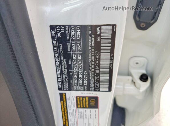 4JGDF7DE8HA797887 2017 MERCEDES-BENZ GLS White Widok wnętrza 360 stopni