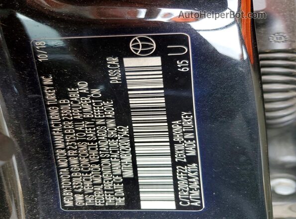 NMTKHMBX2KR075462 2019 TOYOTA C-HR Black Vista de la etiqueta del VIN