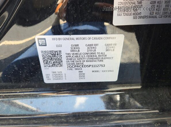 2GCPACED5P1112753 2023 CHEVROLET SILVERADO Black Rear interior view