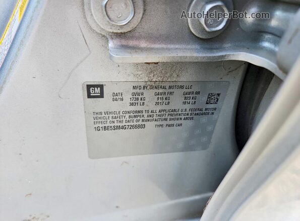 1G1BE5SM4G7266803 2016 CHEVROLET CRUZE Silver Widok naklejki z numerem VIN