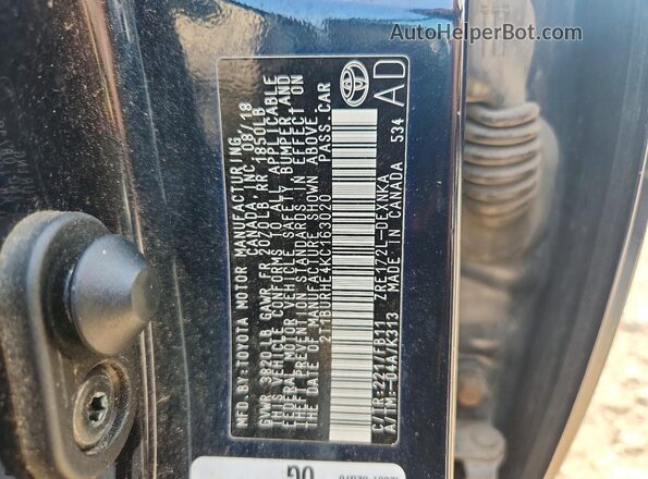 2T1BURHE4KC163020 2019 TOYOTA COROLLA Синий Вид наклейки с VIN-кодом