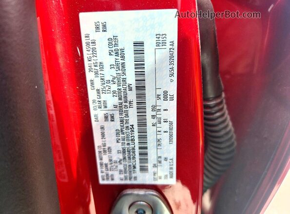 1FMCU9G69LUB31954 2020 FORD ESCAPE Red სალონის 360-გრადუსიანი ხედი