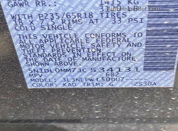 5N1DL0MM7JC534131 2018 INFINITI QX60 Silver Vista interior trasera