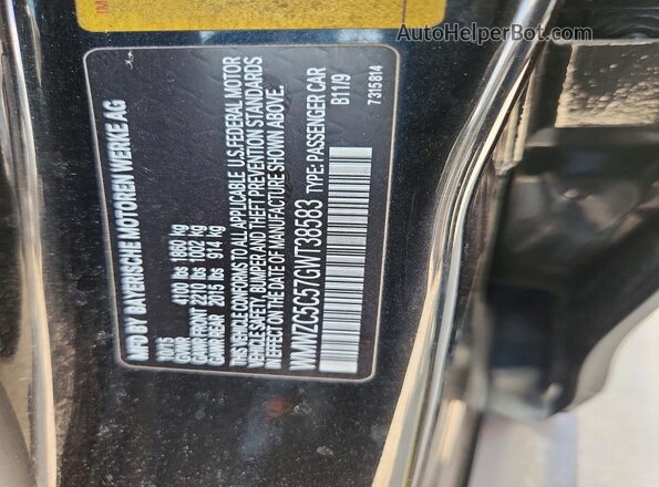 WMWZC5C57GWT38583 2016 MINI COOPER Black Widok naklejki z numerem VIN