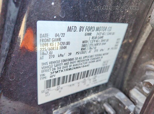 3FMTK1RM2NMA18440 2022 FORD MUSTANG Charcoal Սալոնի 360 աստիճան տեսք