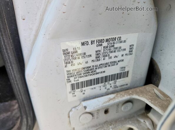 1FT8W3BT0GEB61536 2016 FORD F350 White Vista de la etiqueta del VIN