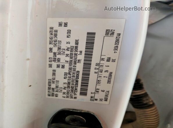 1FTEW1EB6MFB80639 2021 FORD F150 White Vista de la etiqueta del VIN