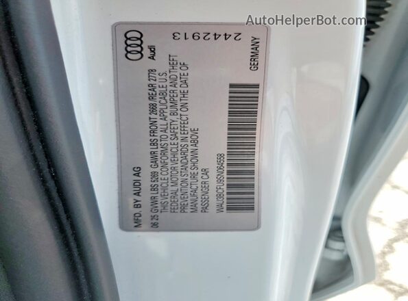 WAU3BCFU9SN064558 2025 AUDI A5 White VIN կոդի պիտակի տեսք