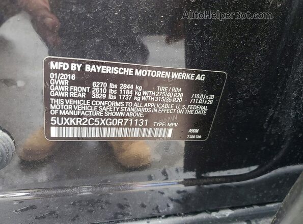 5UXKR2C5XG0R71131 2016 BMW X5 Black 