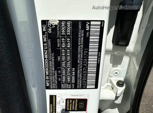 4JGFB5KB7LA241791 2020 MERCEDES-BENZ GLE-CLASS White Rear interior view