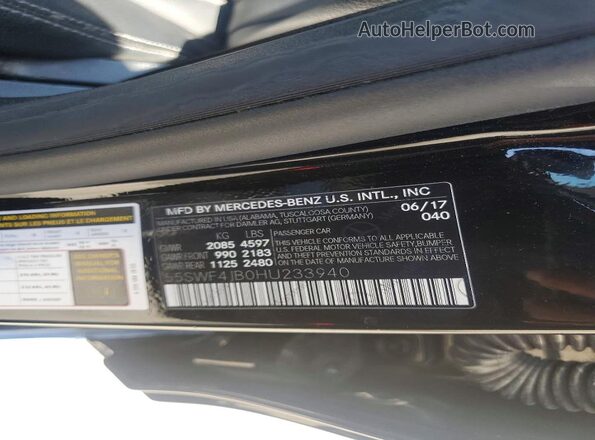 55SWF4JB0HU233940 2017 MERCEDES-BENZ C Black VIN sticker view