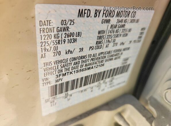 3FMTK1S56SMA12106 2025 FORD MUSTANG Tan Панорамний вид салону 360°