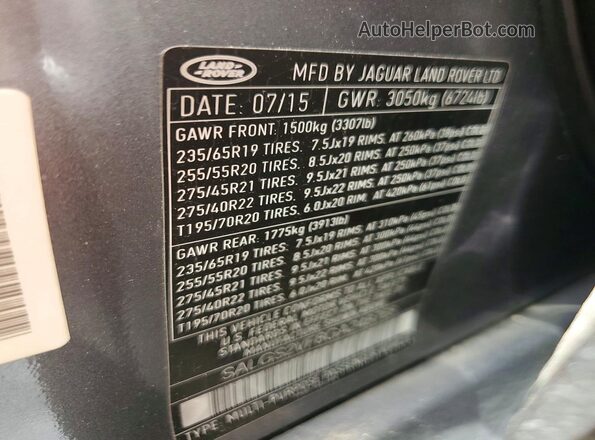 SALGS2VF8GA248768 2016 LAND ROVER RANGE ROVER Gray Панорамний вид салону 360°