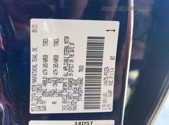 5TFNA5DB7PX106863 2023 TOYOTA TUNDRA Blue VIN կոդի պիտակի տեսք