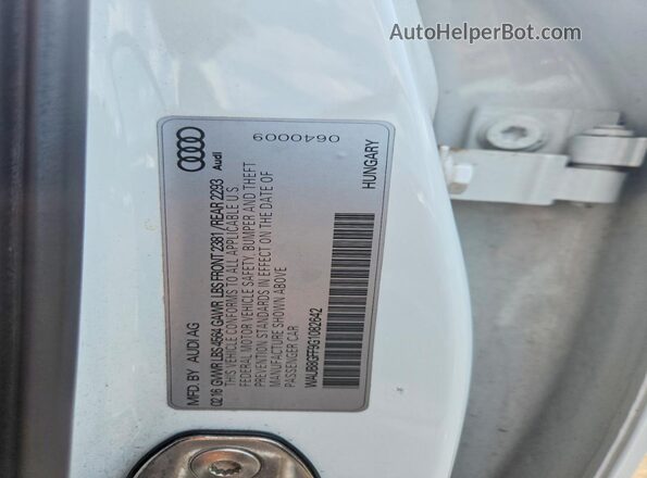 WAUB8GFF9G1082642 2016 AUDI A3 White Widok naklejki z numerem VIN