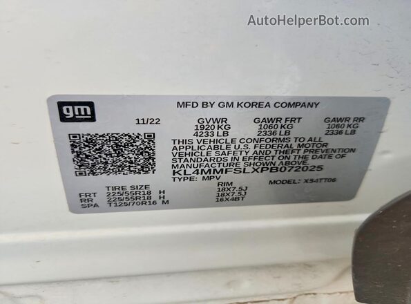 KL4MMFSLXPB072025 2023 BUICK ENCORE White 