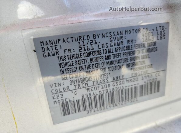 3N1AB8CV3NY207521 2022 NISSAN SENTRA Silver VIN կոդի պիտակի տեսք
