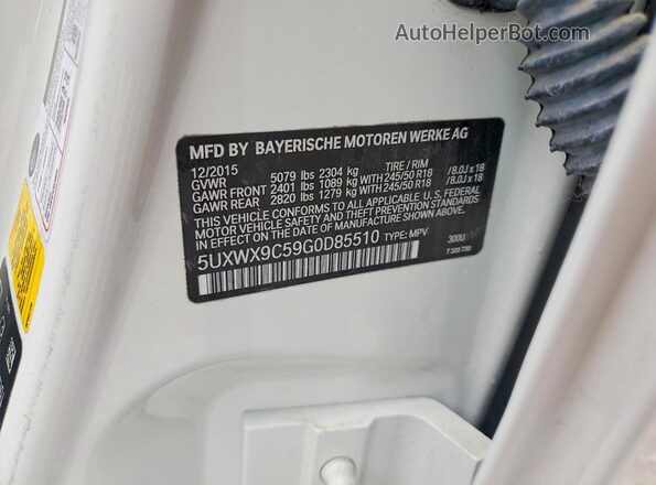 5UXWX9C59G0D85510 2016 BMW X3 White სალონის 360-გრადუსიანი ხედი