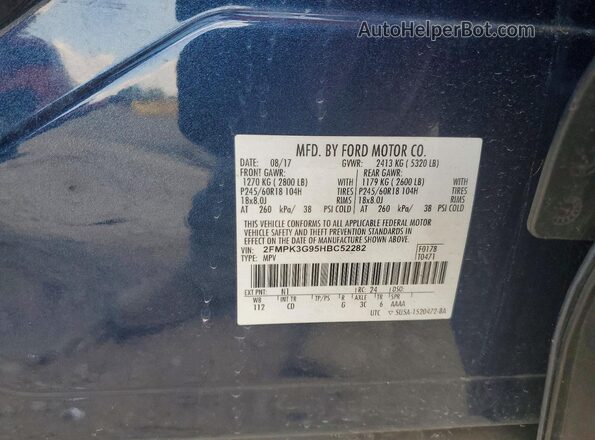 2FMPK3G95HBC52282 2017 FORD EDGE Blue Вид наклейки з VIN-кодом