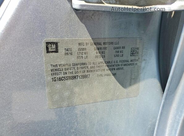 1G1BC5SM8H7128687 2017 CHEVROLET CRUZE Blue Widok naklejki z numerem VIN