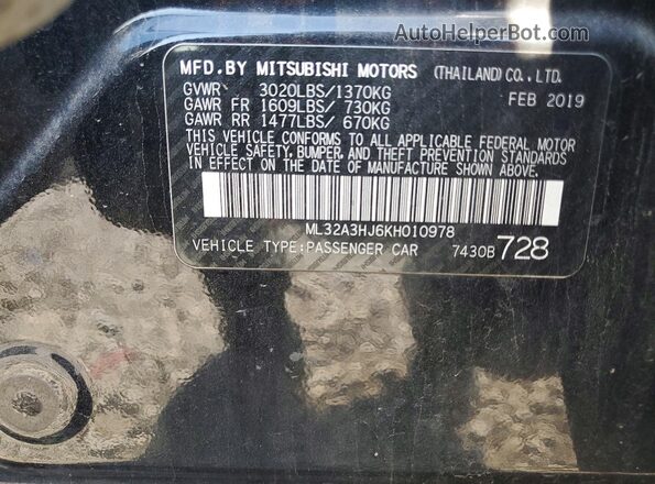 ML32A3HJ6KH010978 2019 MITSUBISHI MIRAGE Black 360 interior view