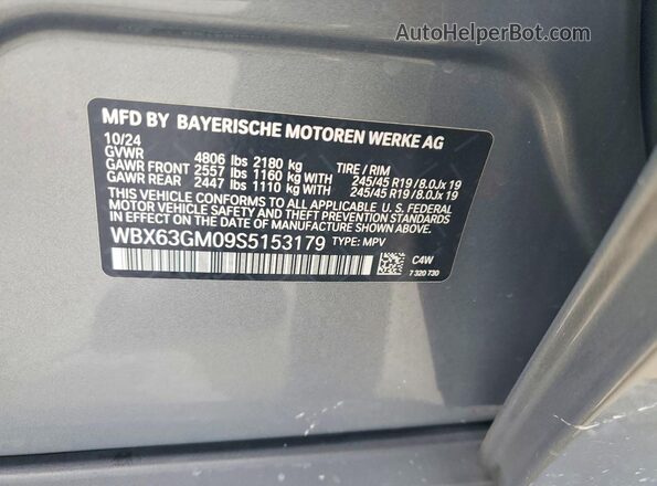 WBX63GM09S5153179 2025 BMW X2 Серый Панорамный вид салона 360°