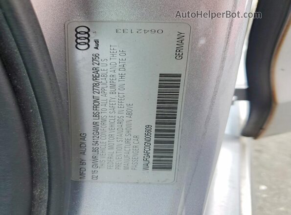 WAUFGAFC0GN005609 2016 AUDI A6 Silver VIN կոդի պիտակի տեսք