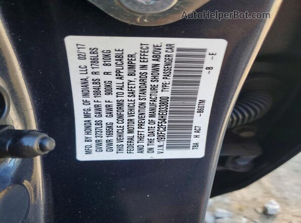 19XFC2F54HE033800 2017 HONDA CIVIC Charcoal VIN կոդի պիտակի տեսք