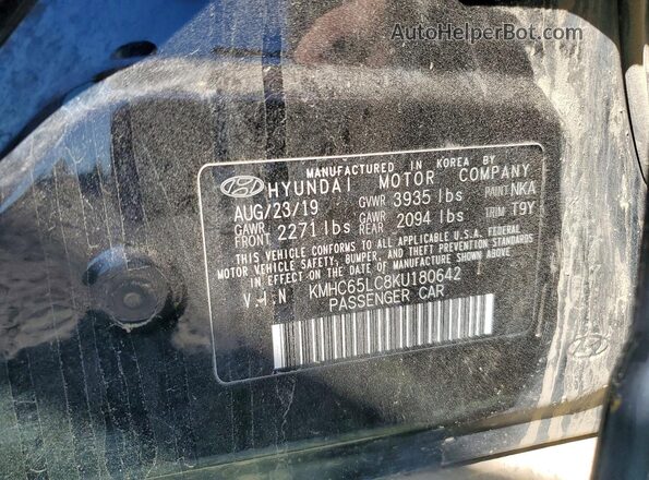 KMHC65LC8KU180642 2019 HYUNDAI IONIQ Black VIN კოდის სტიკერის ხედი