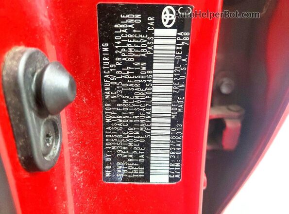 5YFEPRAE7LP065468 2020 TOYOTA COROLLA Red VIN կոդի պիտակի տեսք