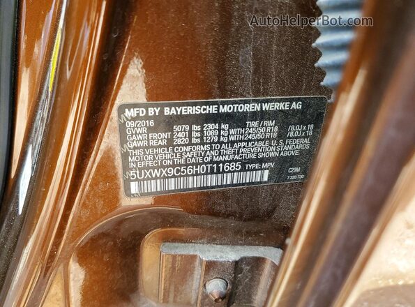 5UXWX9C56H0T11685 2017 BMW X3 Brown 