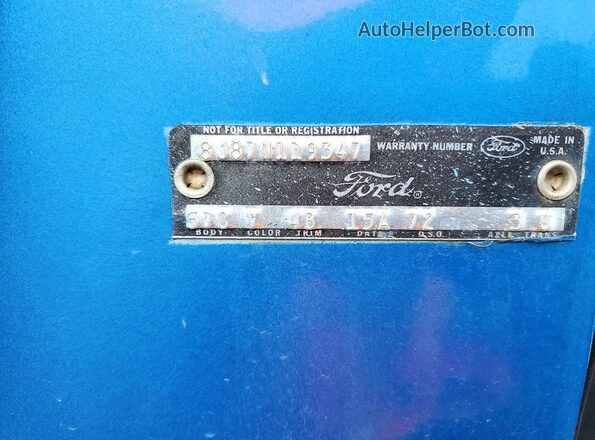 8J87N119347 1968 FORD THUNDERBIRD Blue VIN კოდის სტიკერის ხედი