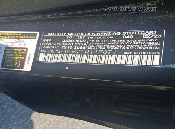 W1KAF4GB7PR117071 2023 MERCEDES-BENZ C Черный Вид задних сидений