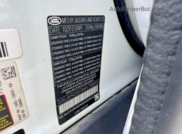 SALWR2SE0MA758093 2021 LAND ROVER RANGE Белый Вид задних сидений