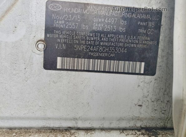 5NPE24AF8GH353044 2016 HYUNDAI SONATA Белый Вид наклейки с VIN-кодом
