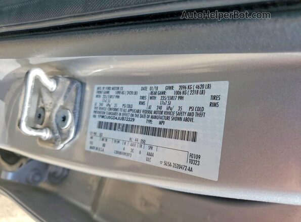1FMCU0GD4JUB22229 2018 FORD ESCAPE Silver სალონის 360-გრადუსიანი ხედი